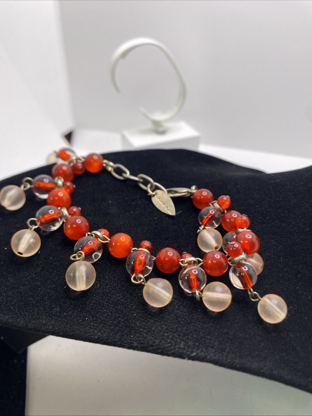 Coldwater Creek Womens Red Clear Bead Bracelet Fashion Bracelet